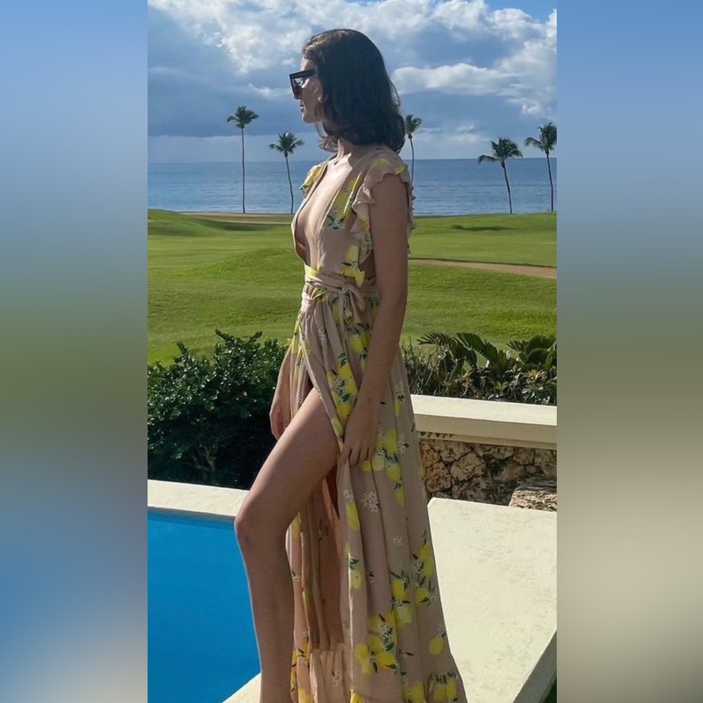 Lemon Maxi Wrap Dress